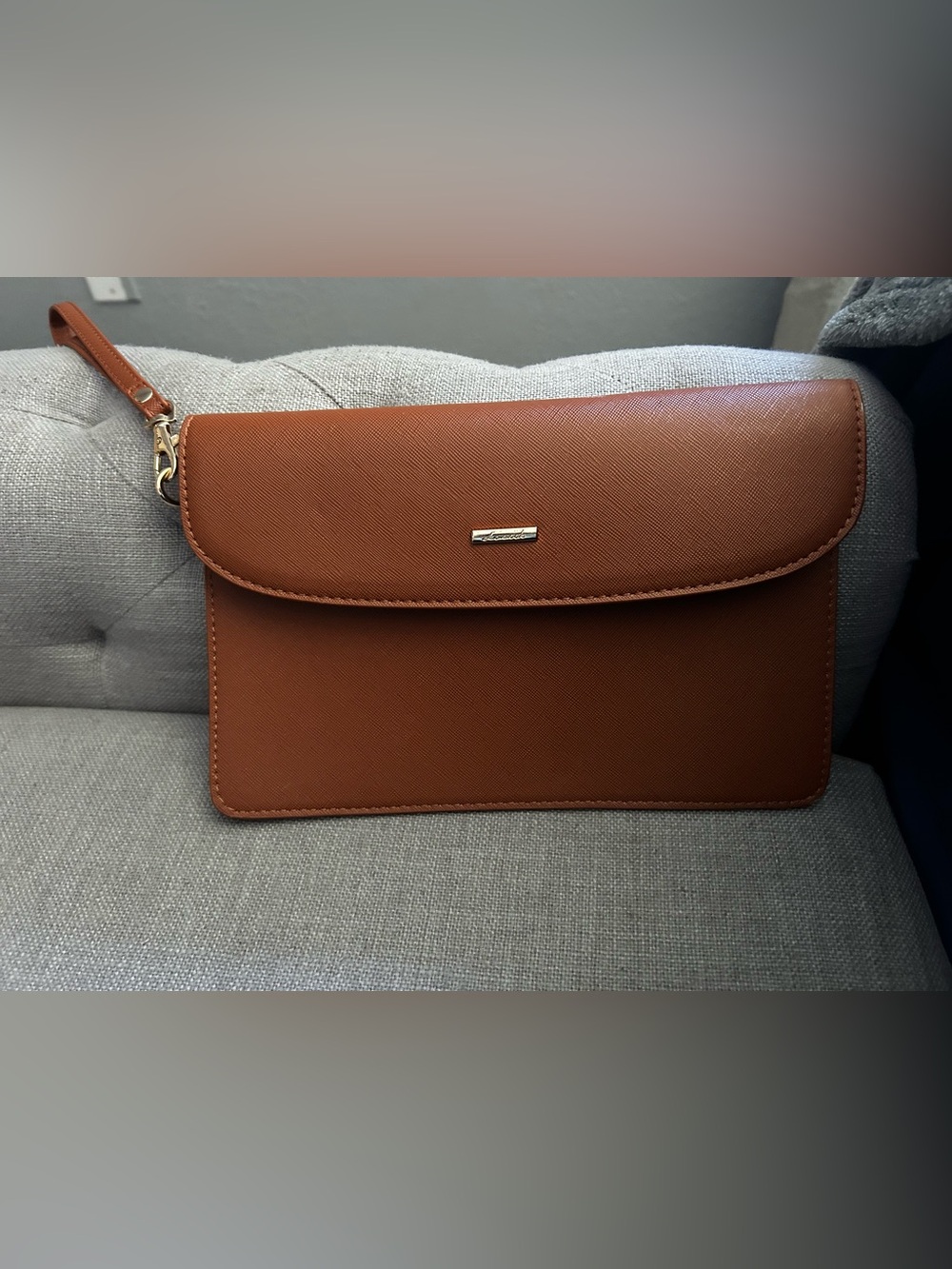 Brown Women’s Leather Wristlet Clutch